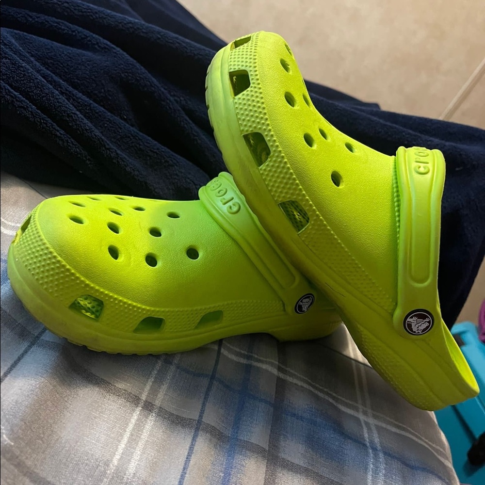 Neon green Crocs